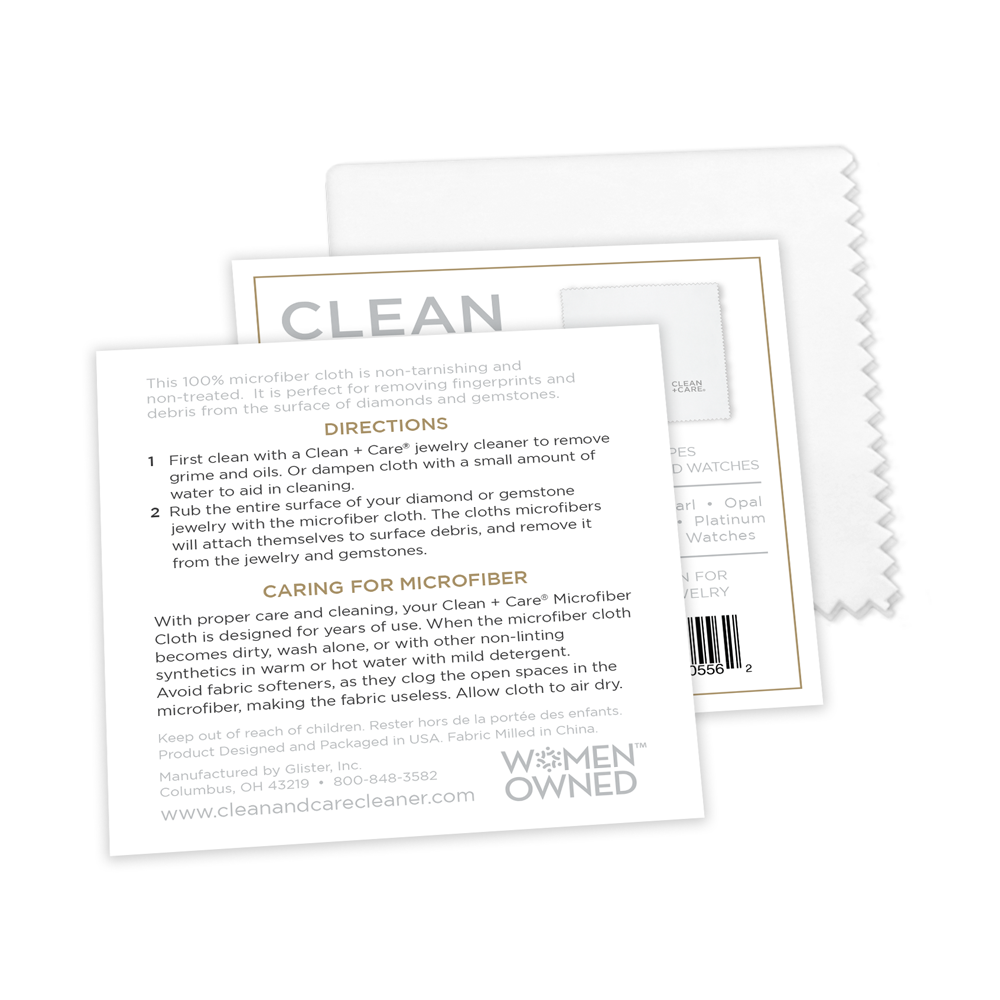 Image of the back of the instructions card that comes in the retail-ready packaging for the Clean And Care Microfiber Cleaning Cloth Card