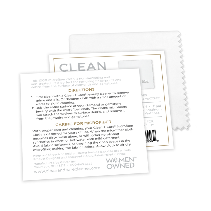 Image of the back of the instructions card that comes in the retail-ready packaging for the Clean And Care Microfiber Cleaning Cloth Card